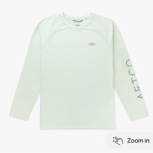 AFTCO Youth Samurai Performance LS Shirt in Canary Green Heather